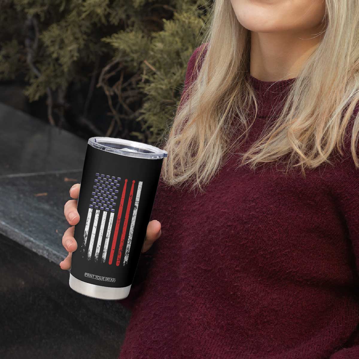 Patriotic Drummer Tumbler Cup Percussionist Gift Drumming Drumsticks American Flag TS10 Print Your Wear