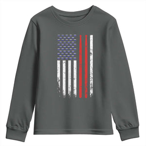 Patriotic Drummer Youth Sweatshirt Percussionist Gift Drumming Drumsticks American Flag TS10 Dark Heather Print Your Wear