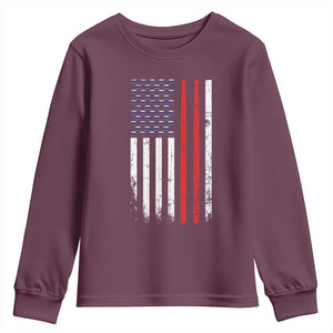 Patriotic Drummer Youth Sweatshirt Percussionist Gift Drumming Drumsticks American Flag TS10 Maroon Print Your Wear