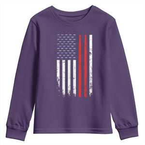 Patriotic Drummer Youth Sweatshirt Percussionist Gift Drumming Drumsticks American Flag TS10 Purple Print Your Wear