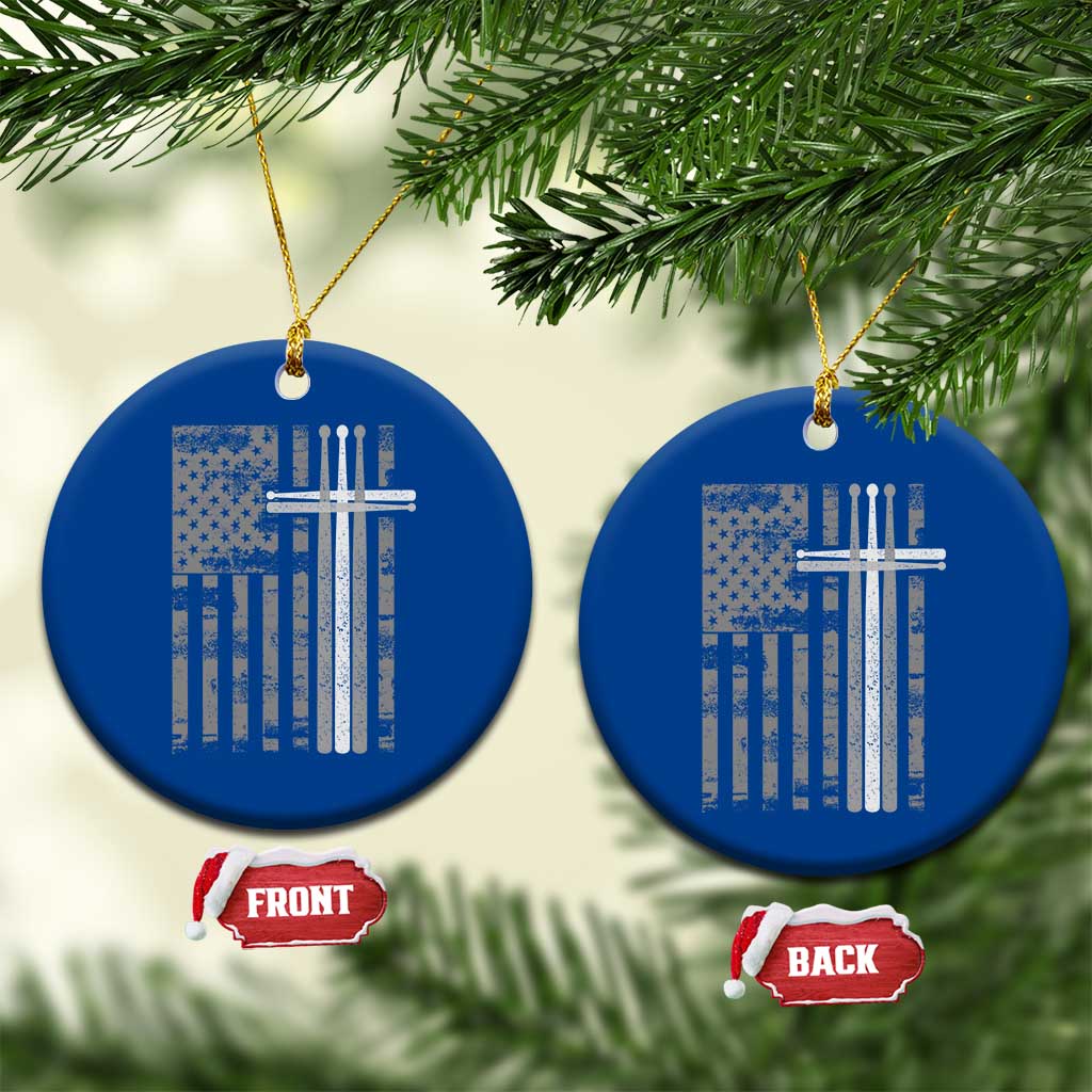 Christian Drummer Ceramic Ornament American Flag Drumsticks Religious Faith Cross Patriotic TS10 1pc Blue Print Your Wear