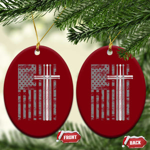 Christian Drummer Ceramic Ornament American Flag Drumsticks Religious Faith Cross Patriotic TS10 Print Your Wear