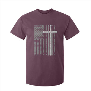 Christian Drummer T Shirt For Kid American Flag Drumsticks Religious Faith Cross Patriotic TS10 Maroon Print Your Wear