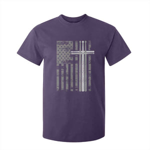 Christian Drummer T Shirt For Kid American Flag Drumsticks Religious Faith Cross Patriotic TS10 Purple Print Your Wear