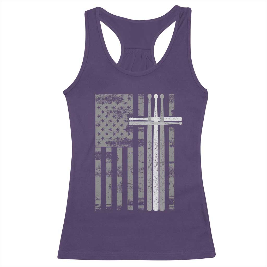 Christian Drummer Racerback Tank Top American Flag Drumsticks Religious Faith Cross Patriotic TS10 Purple Print Your Wear