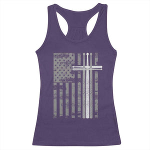 Christian Drummer Racerback Tank Top American Flag Drumsticks Religious Faith Cross Patriotic TS10 Purple Print Your Wear