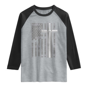 Christian Drummer Raglan Shirt American Flag Drumsticks Religious Faith Cross Patriotic TS10 Heather Gray Black Print Your Wear