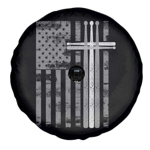 Christian Drummer Spare Tire Cover American Flag Drumsticks Religious Faith Cross Patriotic TS10 Print Your Wear