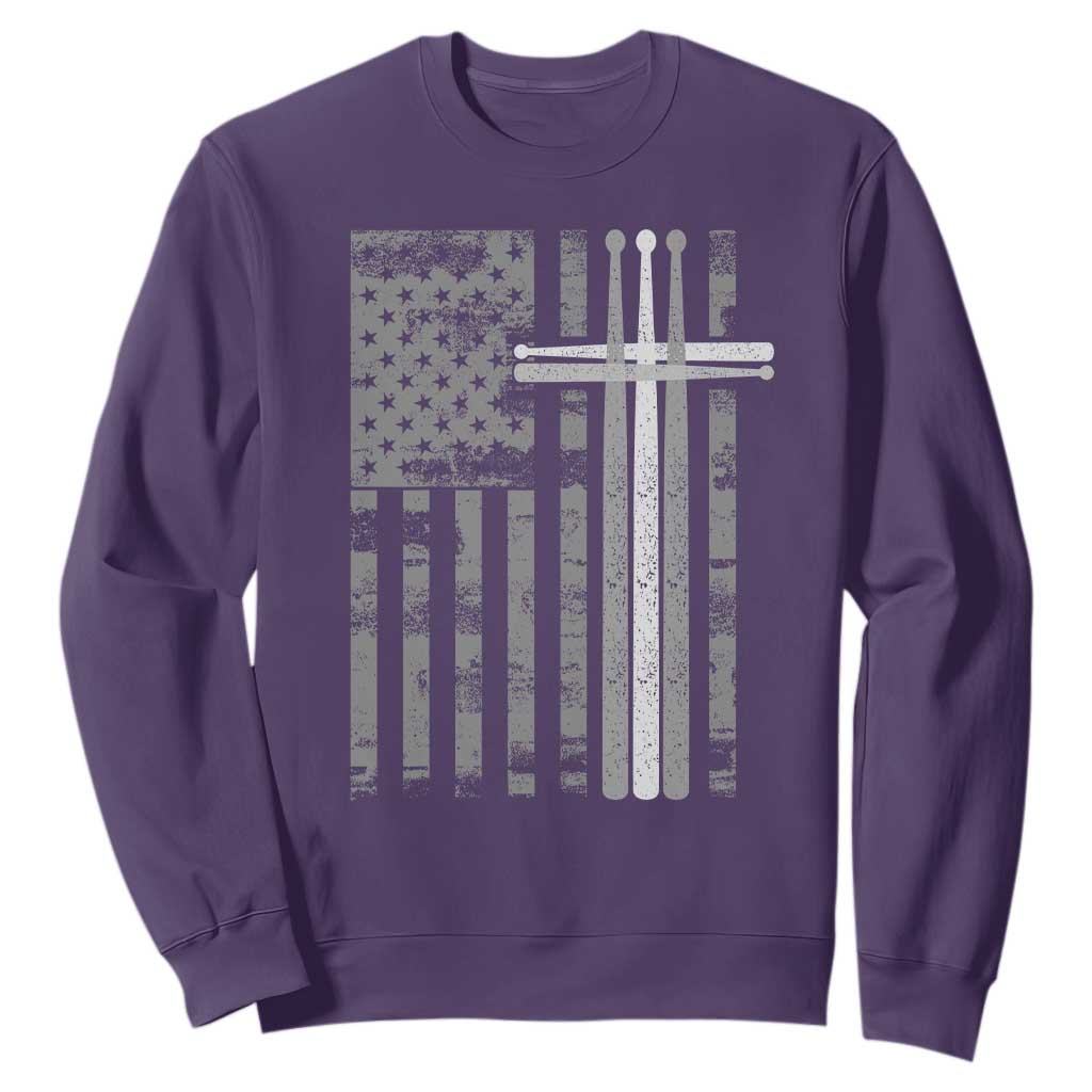 Christian Drummer Sweatshirt American Flag Drumsticks Religious Faith Cross Patriotic TS10 Purple Print Your Wear