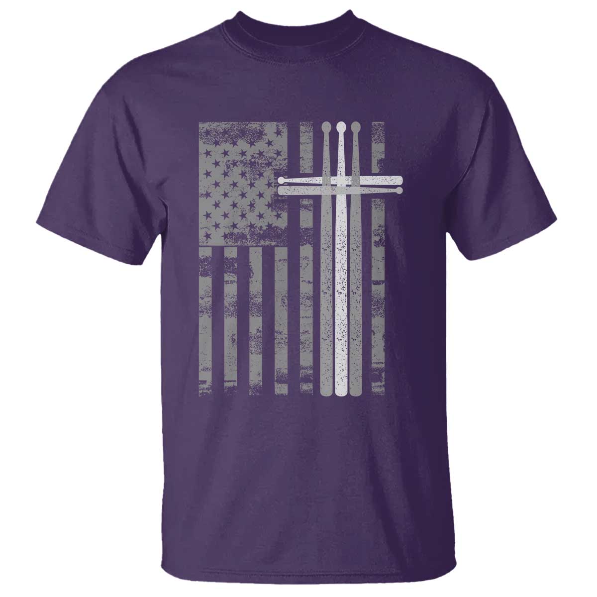 Christian Drummer T Shirt - American Flag Drumsticks Religious Faith Cross Patriotic TS10 Purple Print Your Wear