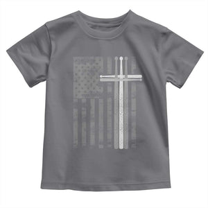 Christian Drummer Toddler T Shirt American Flag Drumsticks Religious Faith Cross Patriotic TS10 Charcoal Print Your Wear