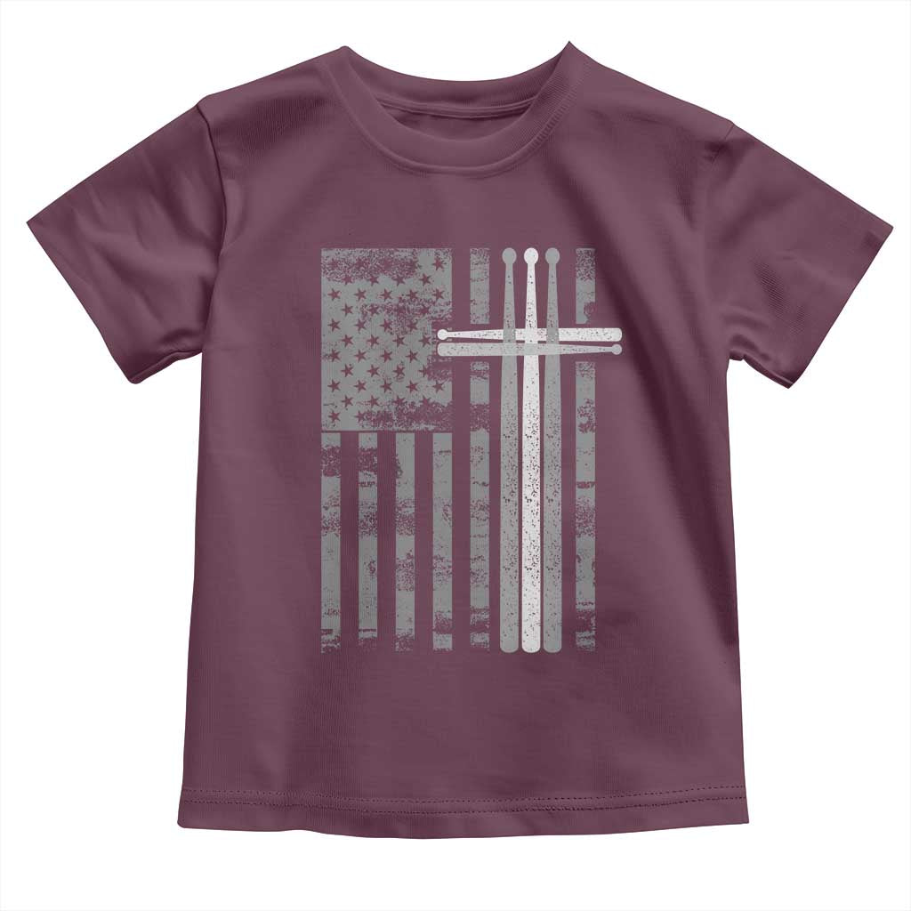 Christian Drummer Toddler T Shirt American Flag Drumsticks Religious Faith Cross Patriotic TS10 Maroon Print Your Wear