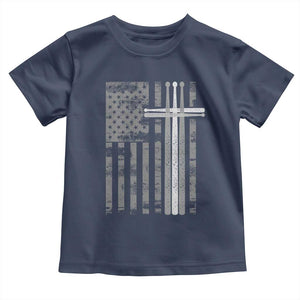Christian Drummer Toddler T Shirt American Flag Drumsticks Religious Faith Cross Patriotic TS10 Navy Print Your Wear