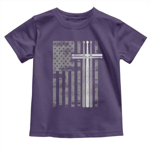Christian Drummer Toddler T Shirt American Flag Drumsticks Religious Faith Cross Patriotic TS10 Purple Print Your Wear