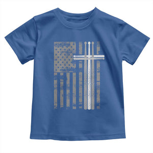 Christian Drummer Toddler T Shirt American Flag Drumsticks Religious Faith Cross Patriotic TS10 Royal Blue Print Your Wear