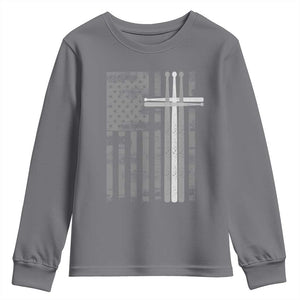 Christian Drummer Youth Sweatshirt American Flag Drumsticks Religious Faith Cross Patriotic TS10 Charcoal Print Your Wear