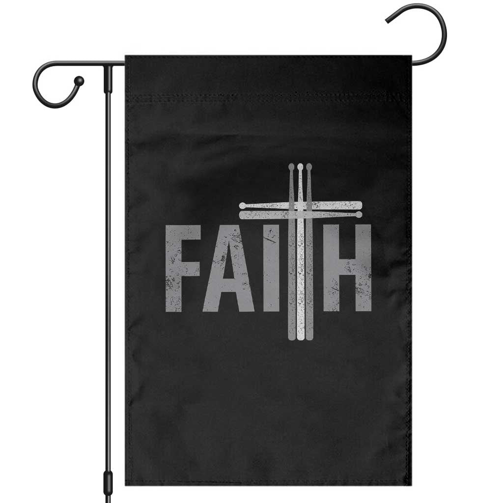 Christian Drummer Garden Flag Faith Drum Stick Cross TS10 Black Print Your Wear