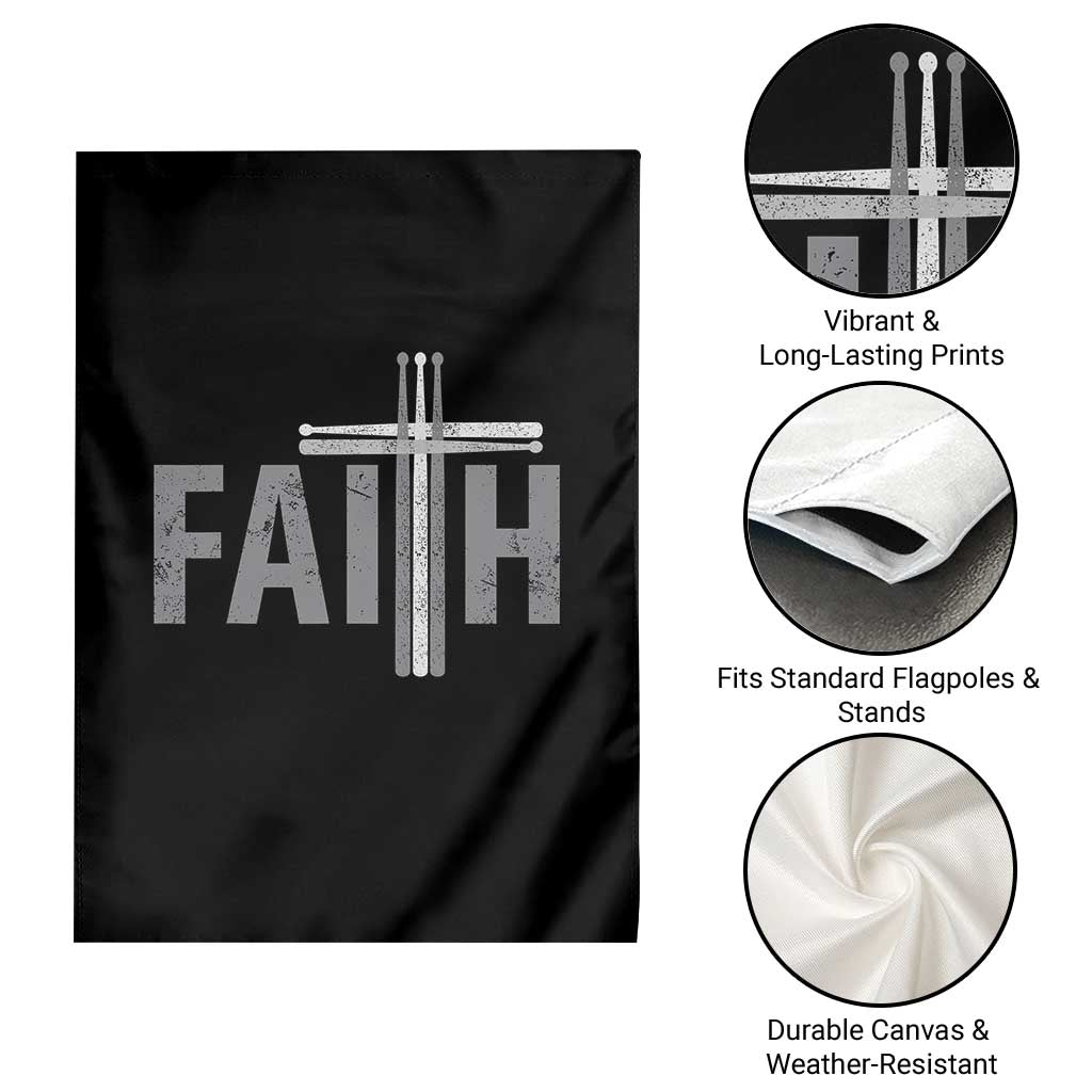 Christian Drummer Garden Flag Faith Drum Stick Cross TS10 Print Your Wear