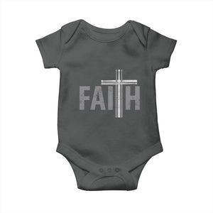 Christian Drummer Baby Onesie Faith Drum Stick Cross TS10 Dark Heather Print Your Wear