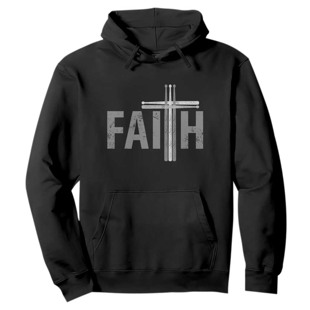 Christian Drummer Hoodie Faith Drum Stick Cross TS10 Black Print Your Wear