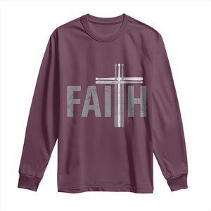 Christian Drummer Long Sleeve Shirt Faith Drum Stick Cross TS10 Maroon Print Your Wear