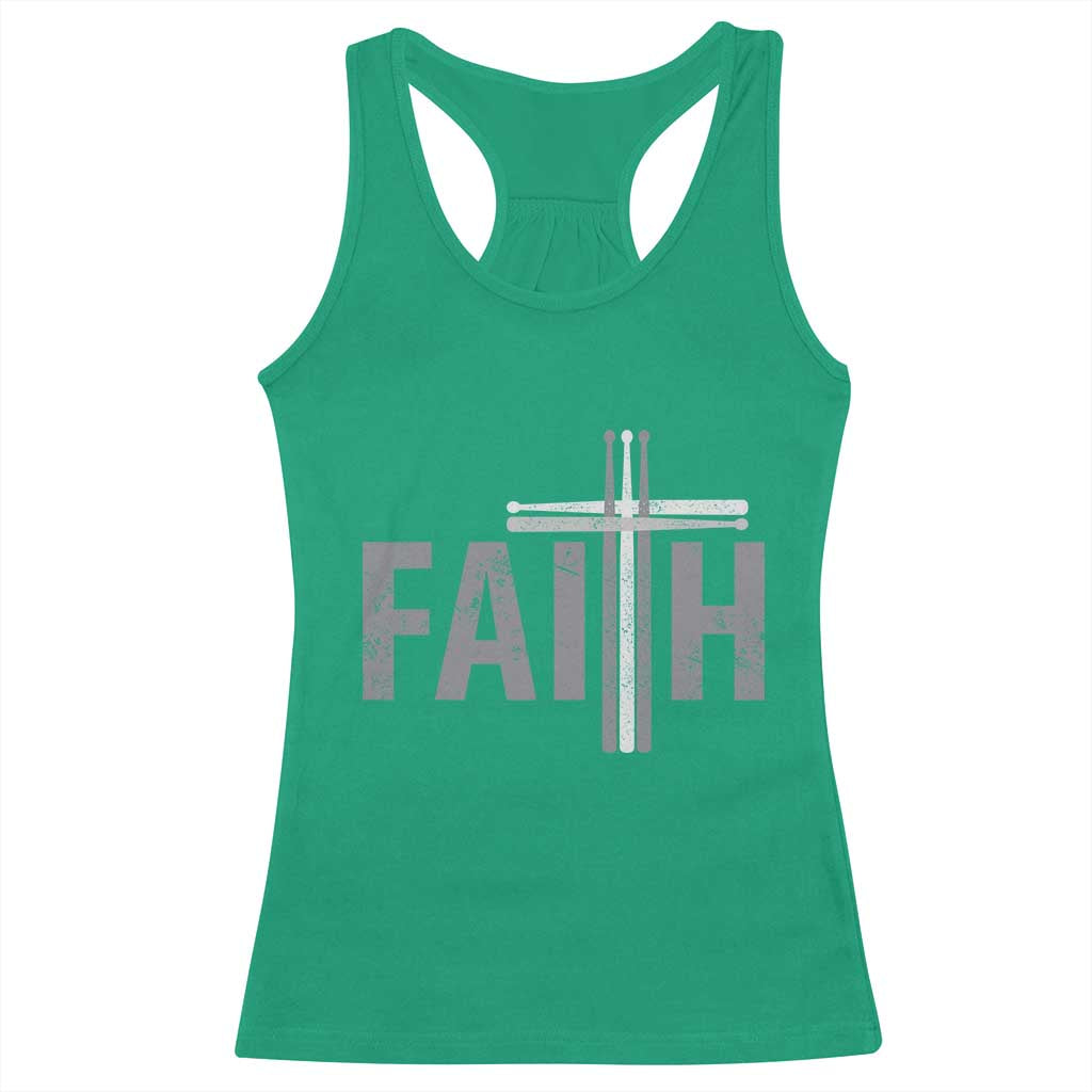Christian Drummer Racerback Tank Top Faith Drum Stick Cross TS10 Irish Green Print Your Wear