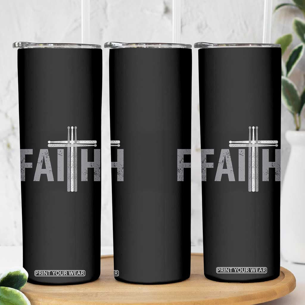 Christian Drummer Skinny Tumbler Faith Drum Stick Cross TS10 Print Your Wear