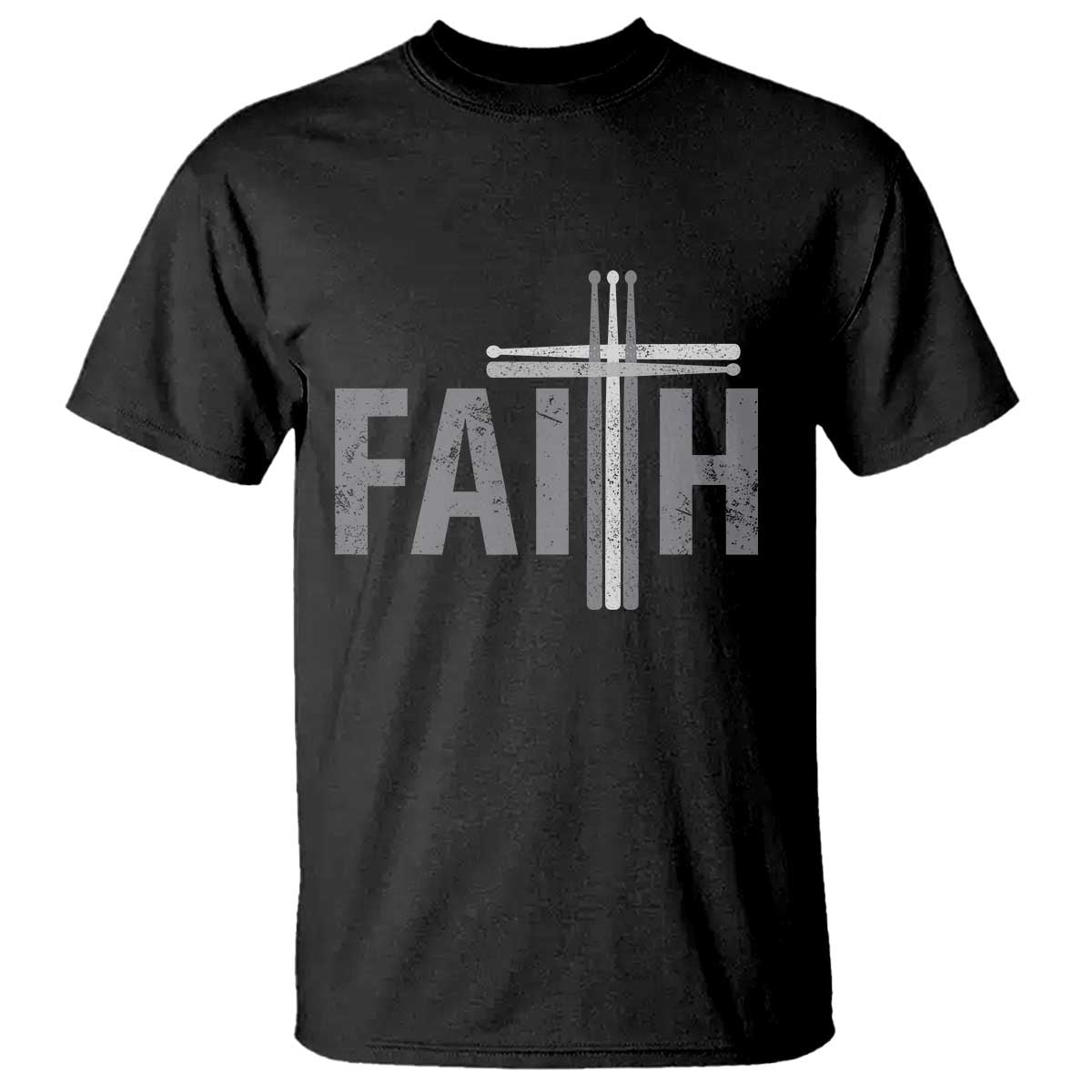 Christian Drummer T Shirt Faith Drum Stick Cross TS10 Black Print Your Wear