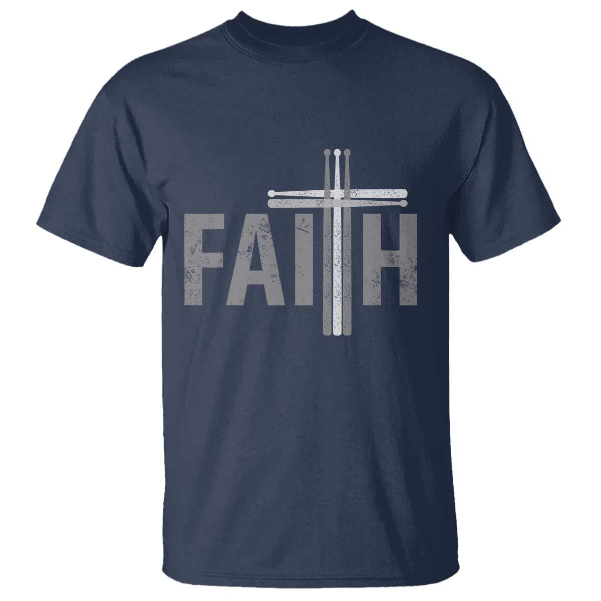 Christian Drummer T Shirt Faith Drum Stick Cross TS10 Navy Print Your Wear