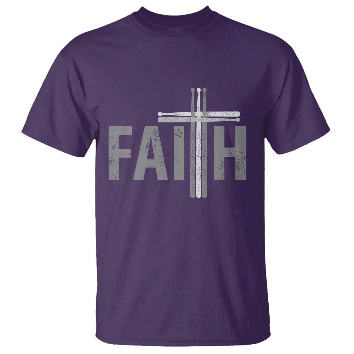 Christian Drummer T Shirt Faith Drum Stick Cross TS10 Purple Print Your Wear