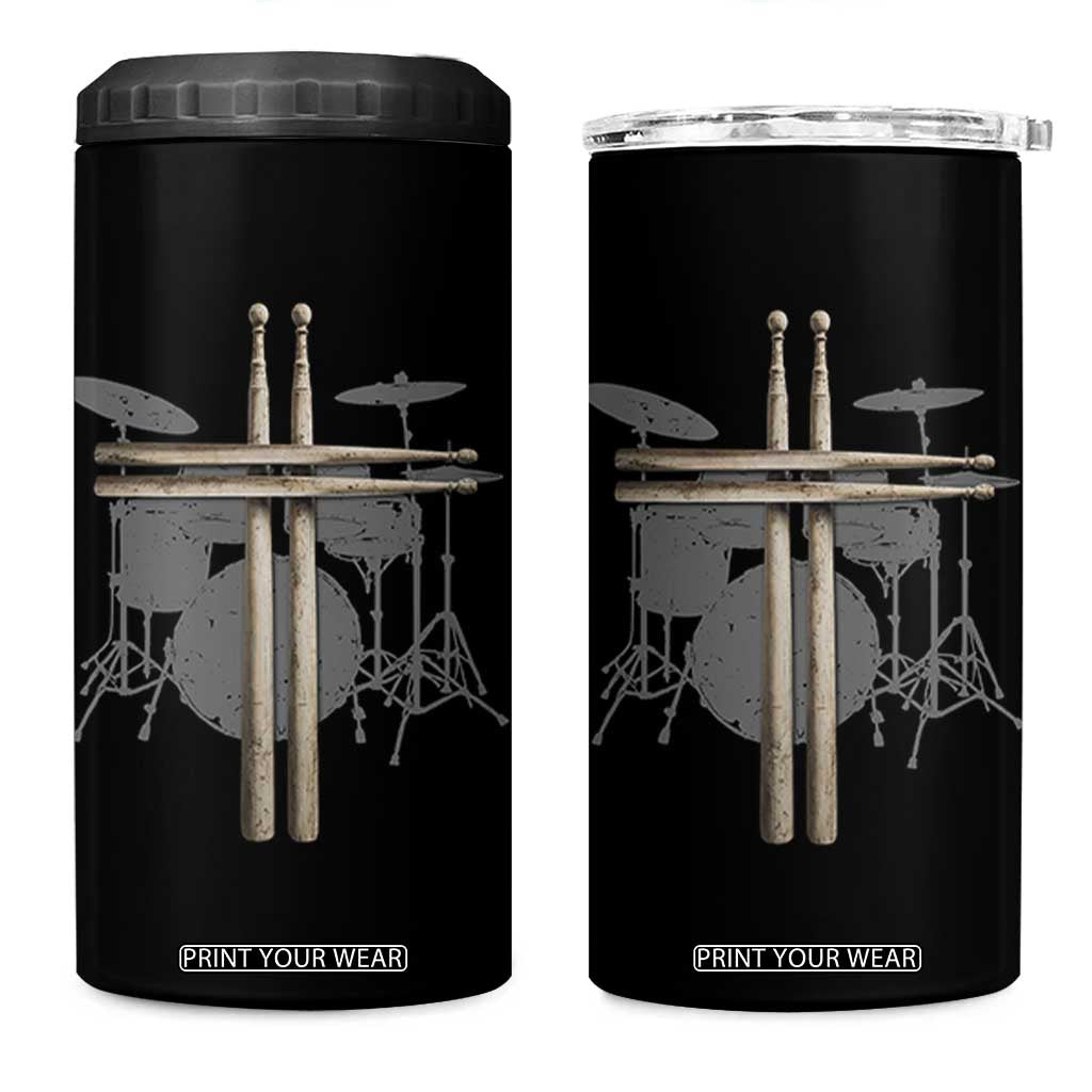 Christian Drummer 4 in 1 Can Cooler Tumbler Drum Sticks Cross Percussionist Jesus Church TS10 One Size: 16 oz Black Print Your Wear