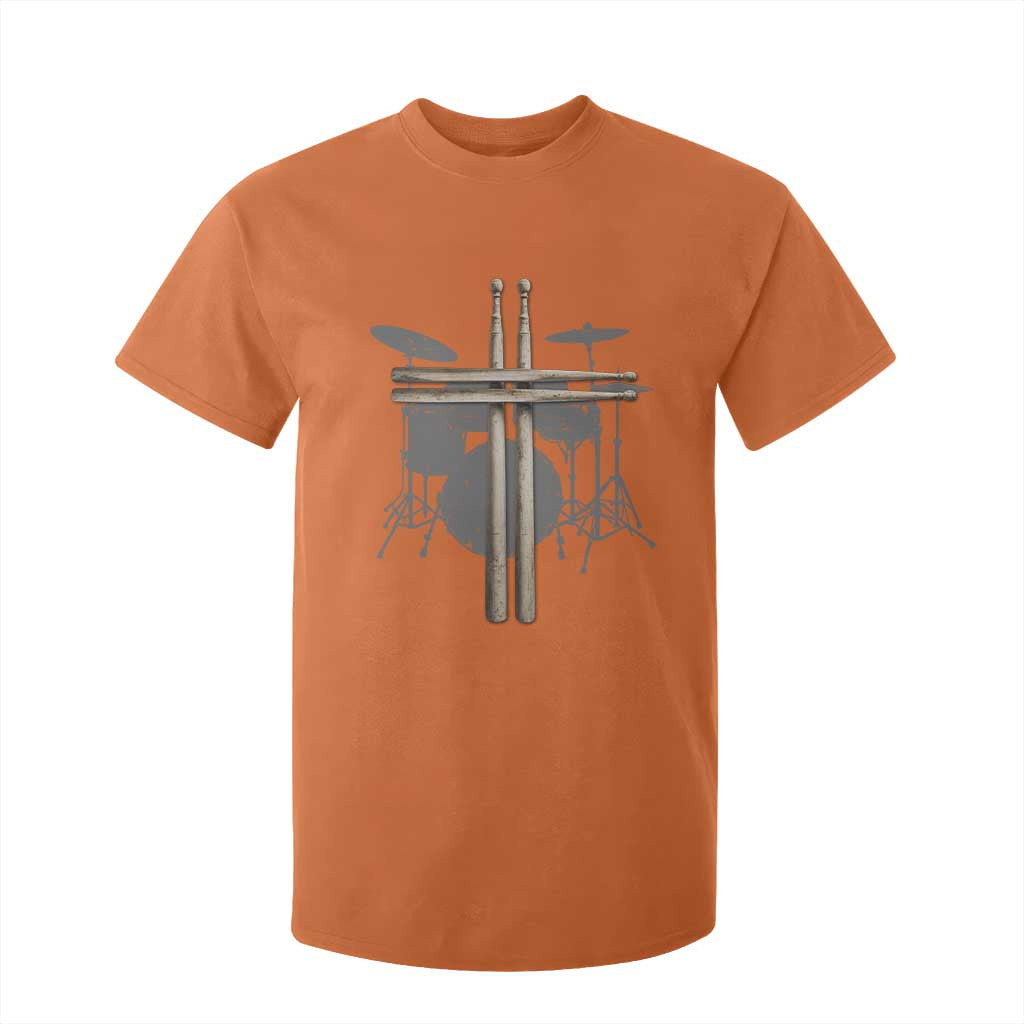 Christian Drummer T Shirt For Kid Drum Sticks Cross Percussionist Jesus Church TS10 Orange Print Your Wear