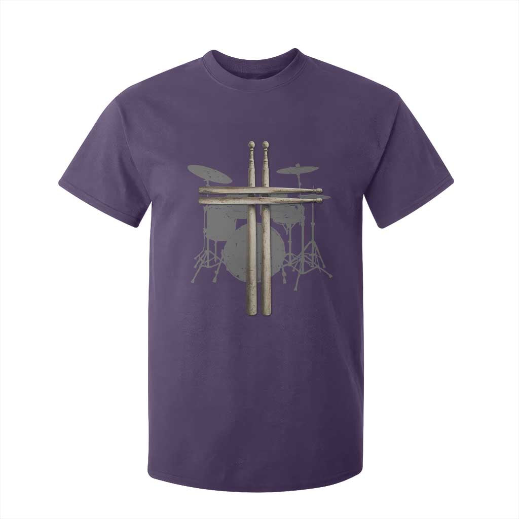 Christian Drummer T Shirt For Kid Drum Sticks Cross Percussionist Jesus Church TS10 Purple Print Your Wear