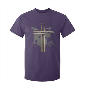 Christian Drummer T Shirt For Kid Drum Sticks Cross Percussionist Jesus Church TS10 Purple Print Your Wear