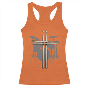 Christian Drummer Racerback Tank Top Drum Sticks Cross Percussionist Jesus Church TS10 Orange Print Your Wear