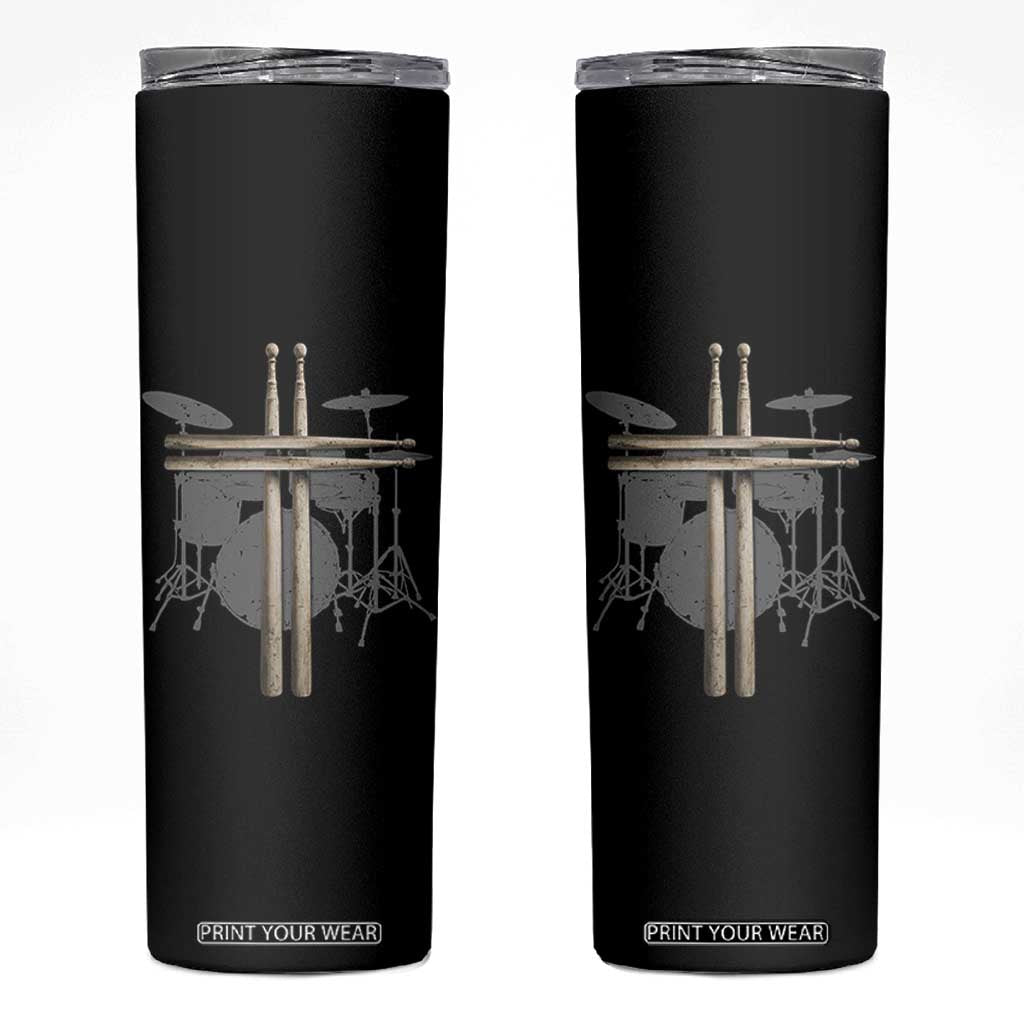 Christian Drummer Skinny Tumbler Drum Sticks Cross Percussionist Jesus Church TS10 Black Print Your Wear