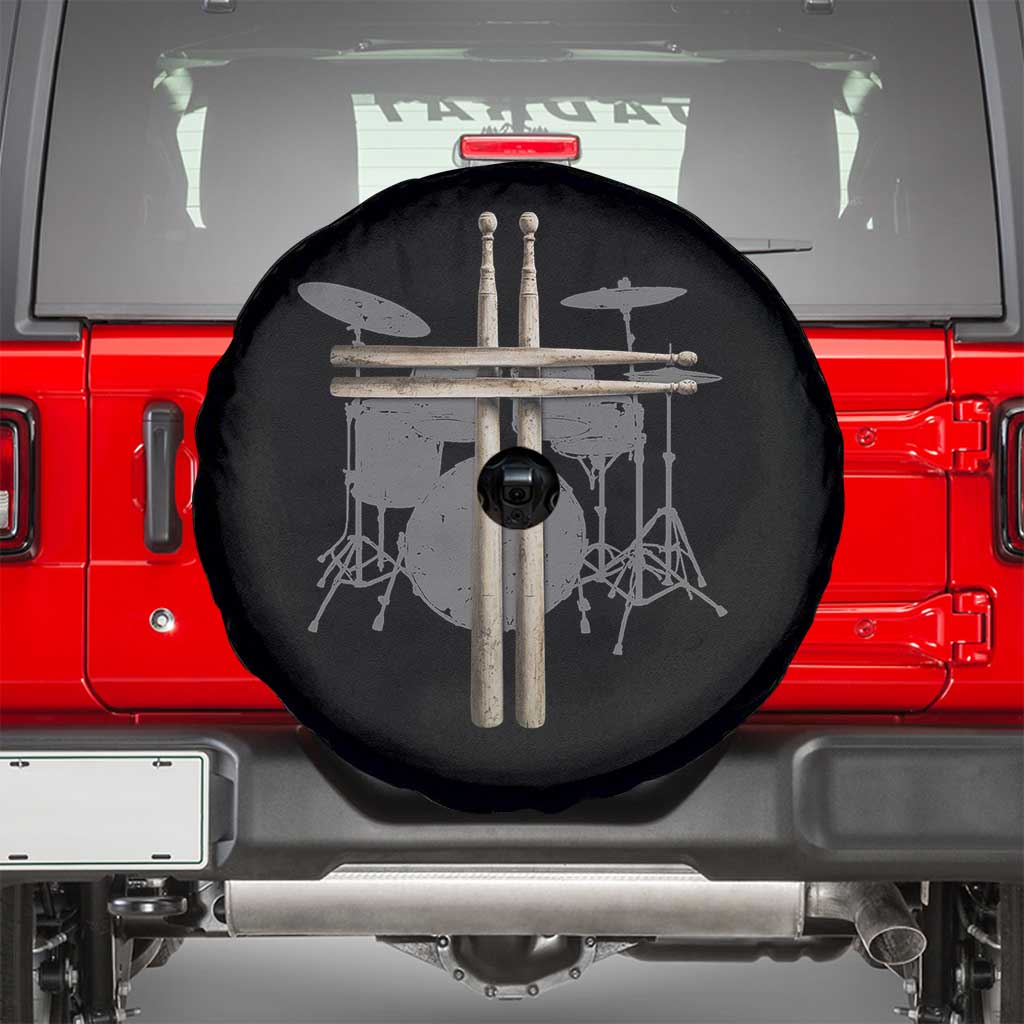 Christian Drummer Spare Tire Cover Drum Sticks Cross Percussionist Jesus Church TS10 Black Print Your Wear