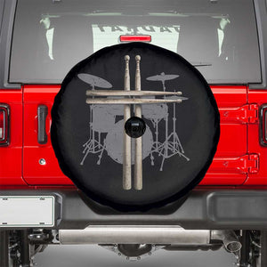 Christian Drummer Spare Tire Cover Drum Sticks Cross Percussionist Jesus Church TS10 Black Print Your Wear