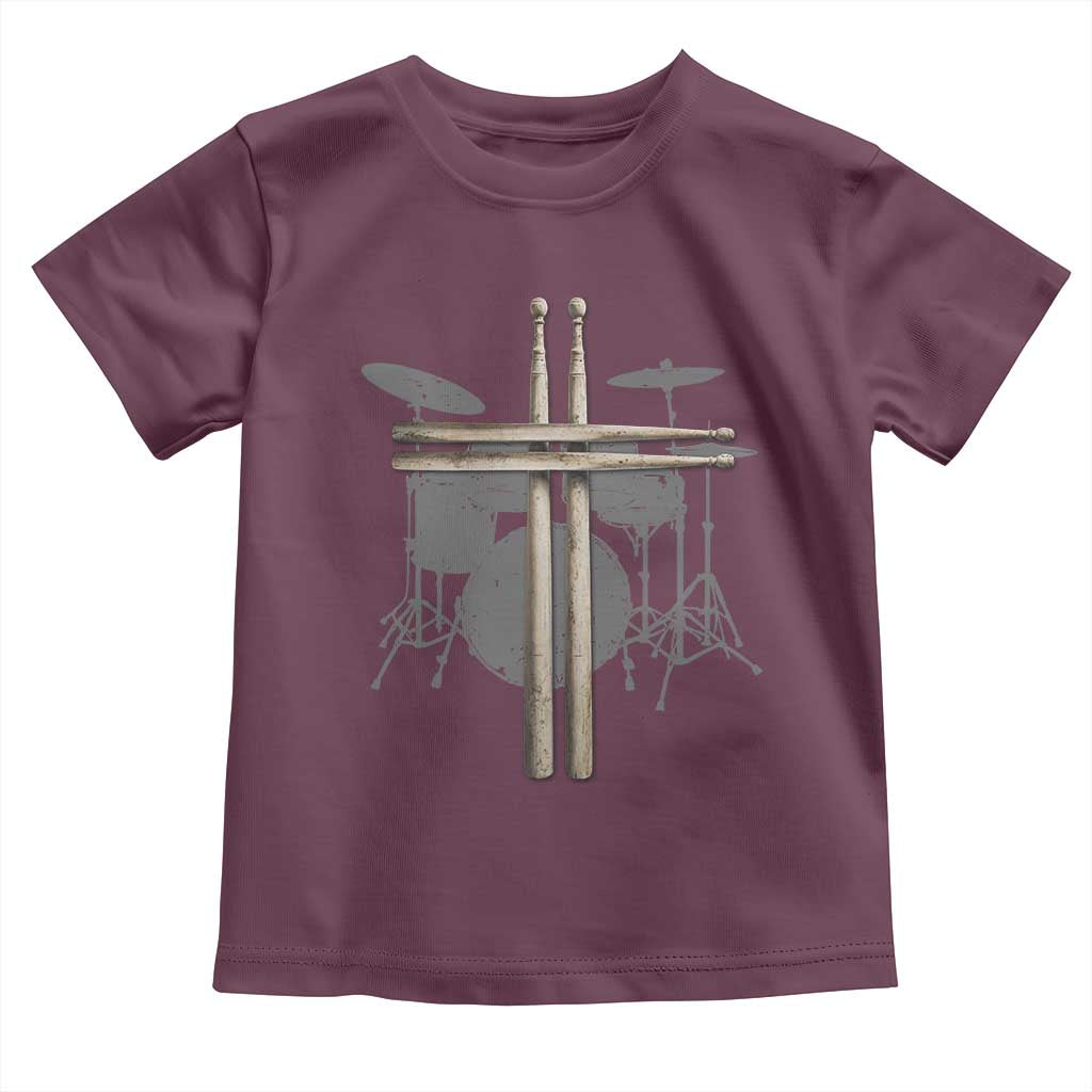 Christian Drummer Toddler T Shirt Drum Sticks Cross Percussionist Jesus Church TS10 Maroon Print Your Wear