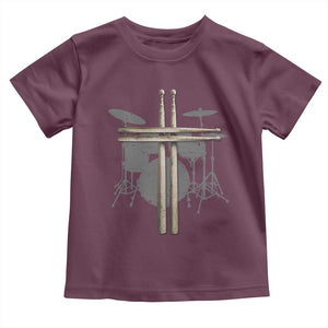 Christian Drummer Toddler T Shirt Drum Sticks Cross Percussionist Jesus Church TS10 Maroon Print Your Wear