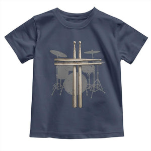 Christian Drummer Toddler T Shirt Drum Sticks Cross Percussionist Jesus Church TS10 Navy Print Your Wear