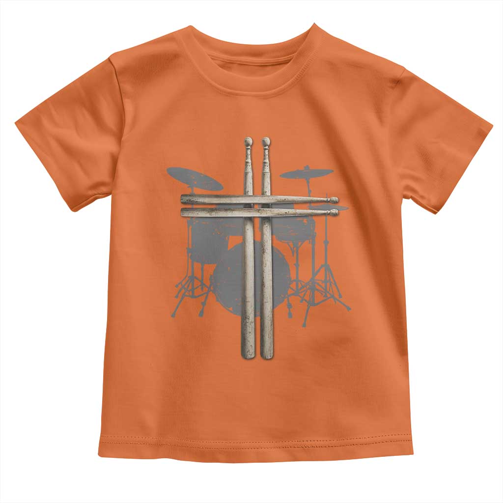 Christian Drummer Toddler T Shirt Drum Sticks Cross Percussionist Jesus Church TS10 Orange Print Your Wear