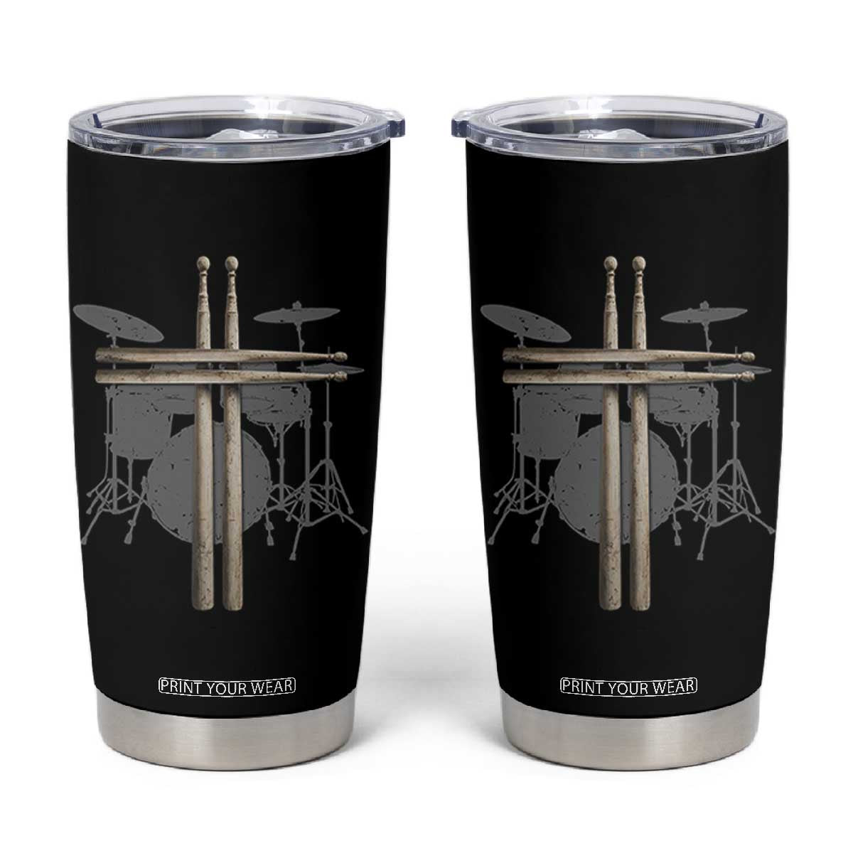 Christian Drummer Tumbler Cup Drum Sticks Cross Percussionist Jesus Church TS10 Black Print Your Wear