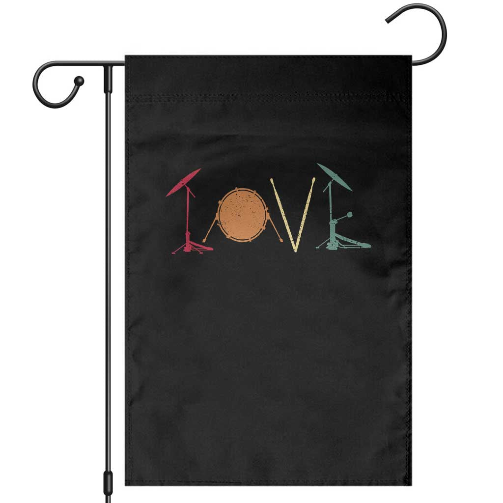 Retro Drummer Garden Flag Drum Love Drums Drumline TS10 Black Print Your Wear