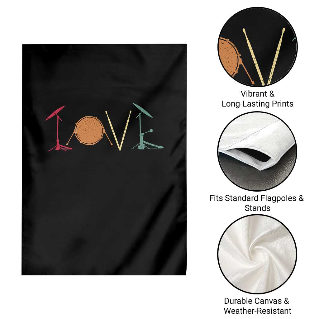 Retro Drummer Garden Flag Drum Love Drums Drumline TS10 Print Your Wear