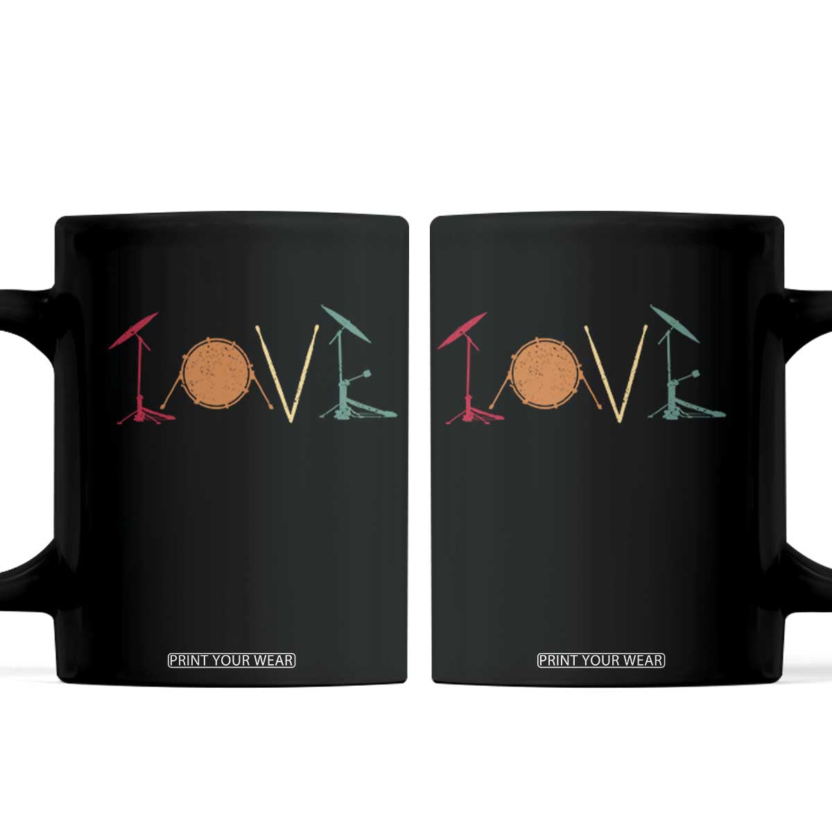 Retro Drummer Coffee Mug Drum Love Drums Drumline TS10 Black Print Your Wear