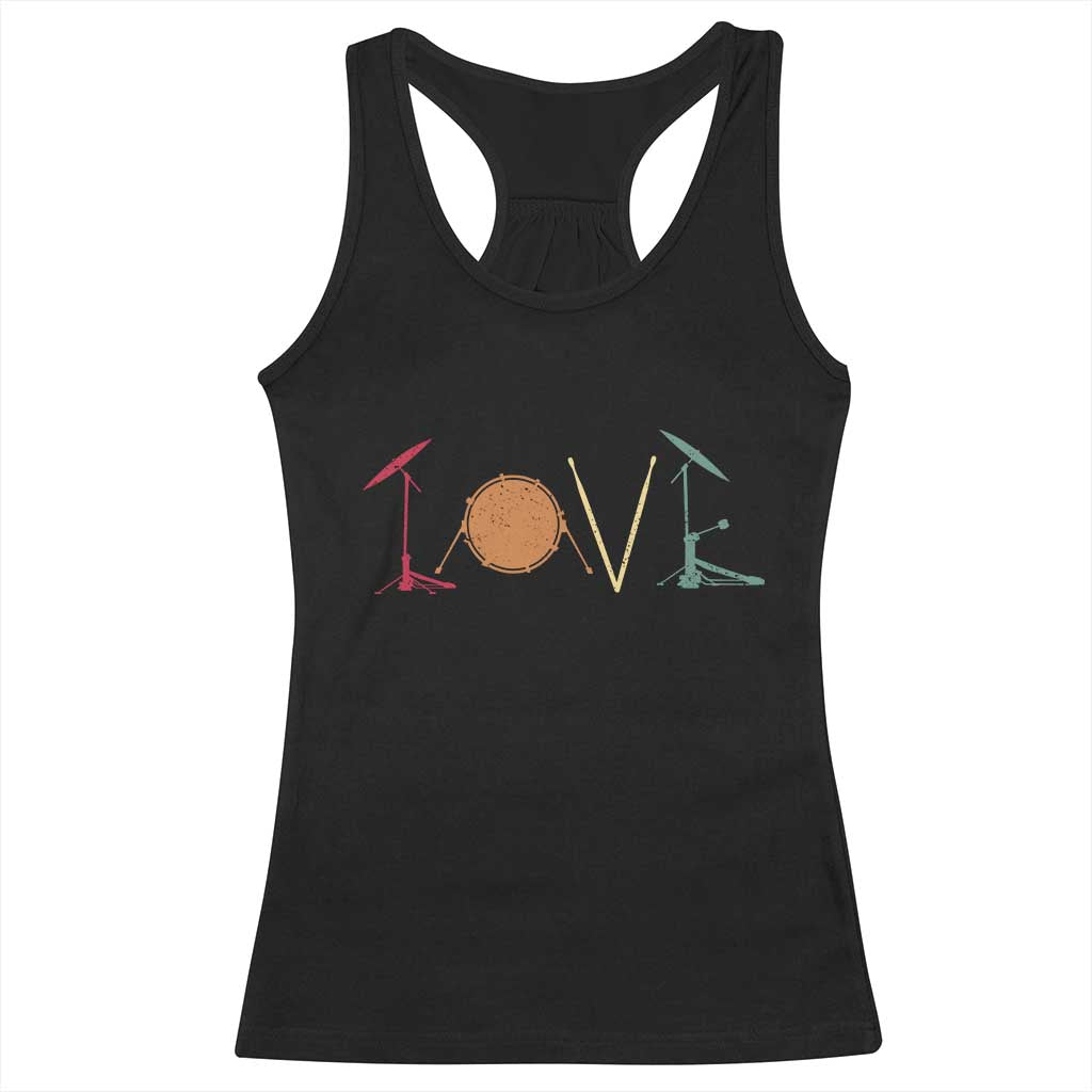 Retro Drummer Racerback Tank Top Drum Love Drums Drumline TS10 Black Print Your Wear