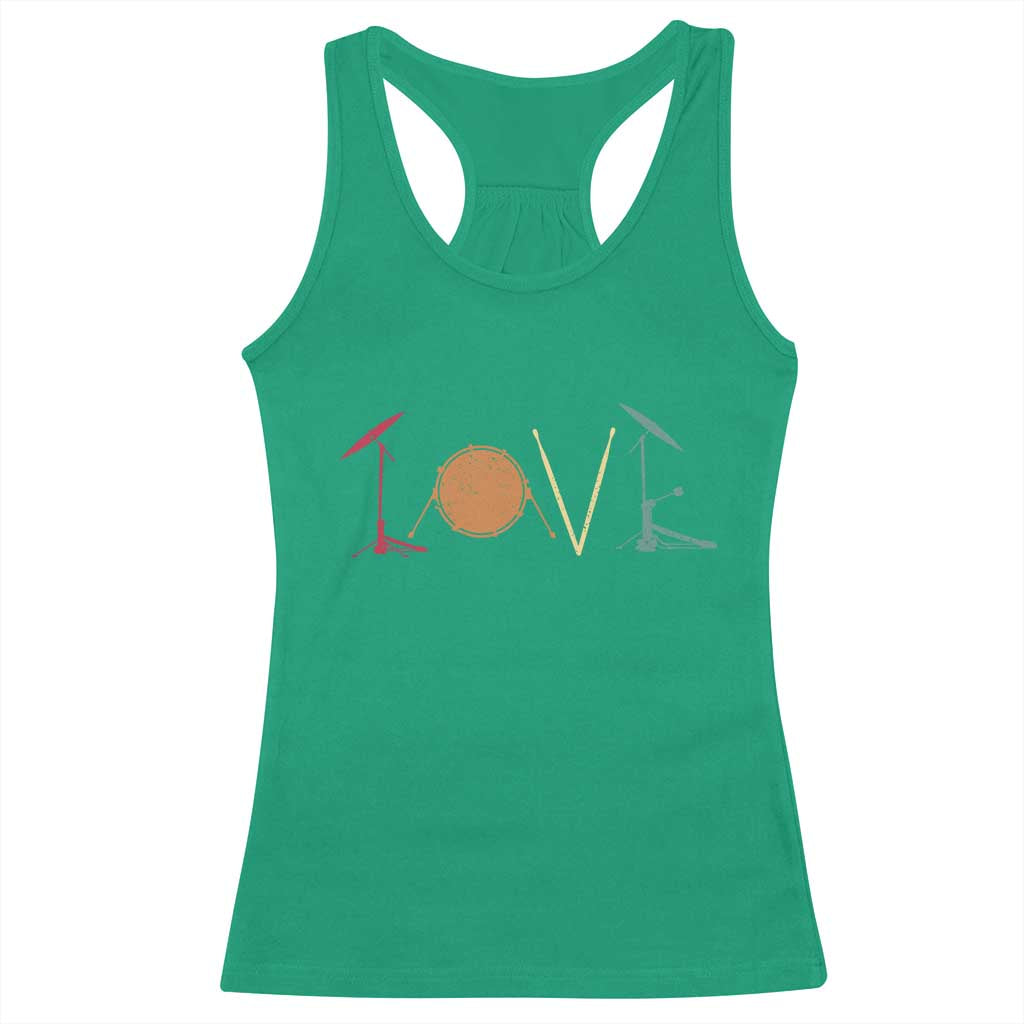 Retro Drummer Racerback Tank Top Drum Love Drums Drumline TS10 Irish Green Print Your Wear