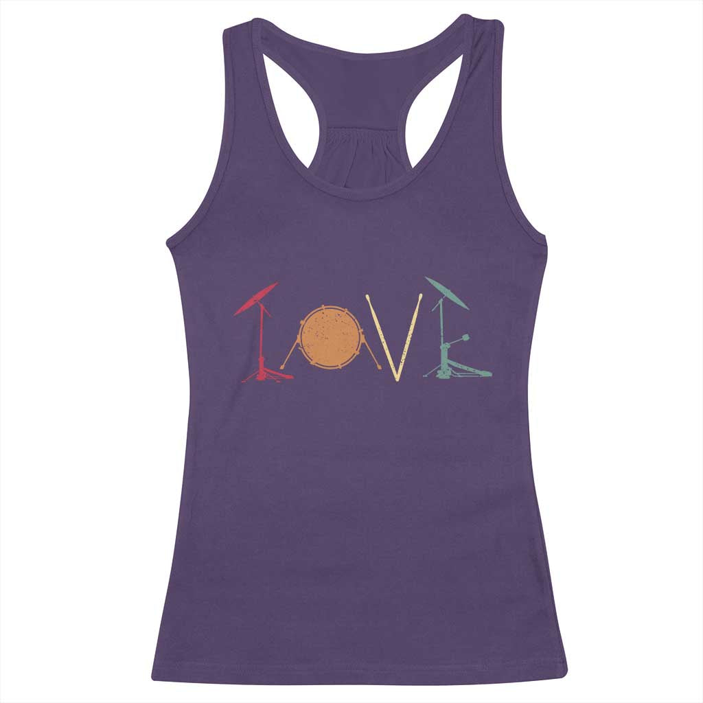 Retro Drummer Racerback Tank Top Drum Love Drums Drumline TS10 Purple Print Your Wear