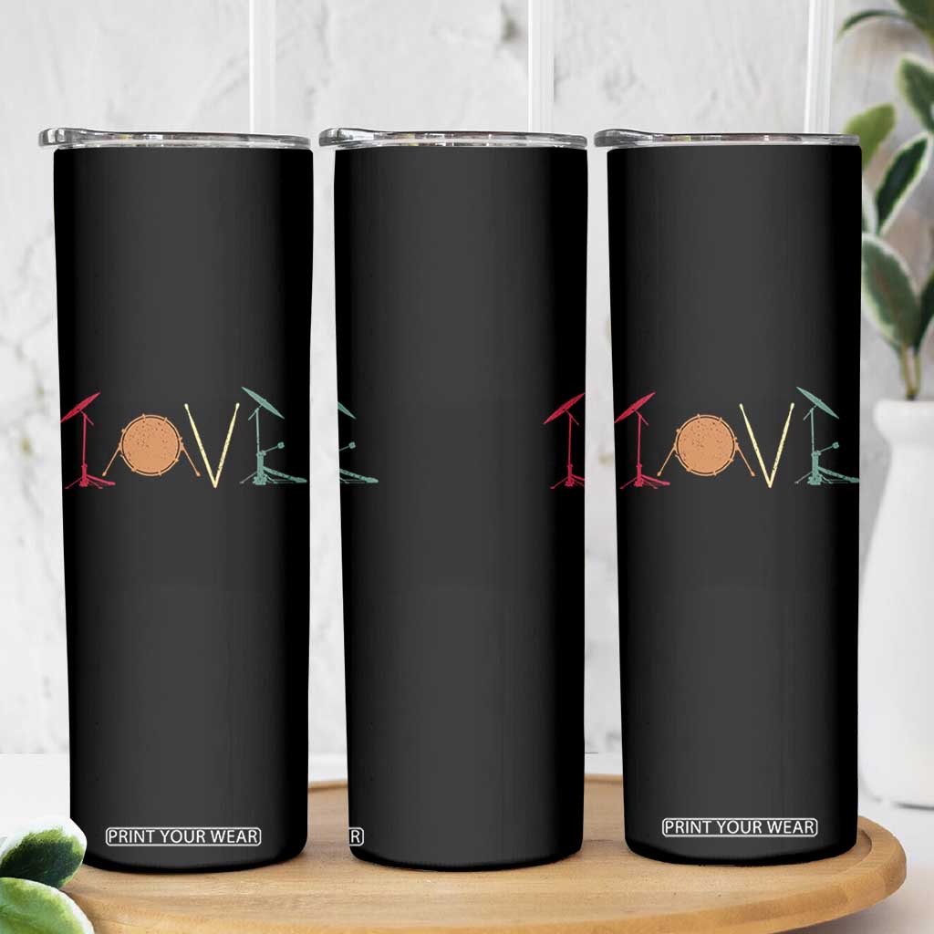 Retro Drummer Skinny Tumbler Drum Love Drums Drumline TS10 Print Your Wear